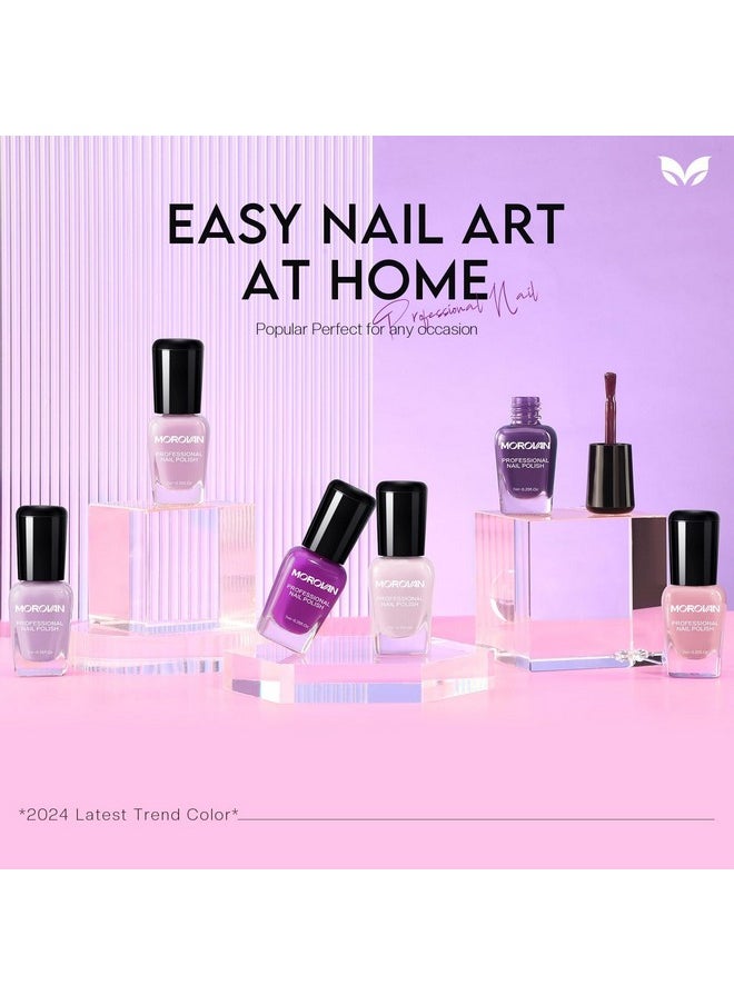 Morovan Nail Polish Set Fingernail: Lilac Light Purple Quick Dry Nail Polish Kit 0.25oz Lavender Regular Nail Polish Pack Glossy Finger Nail Polish Gifts for Women