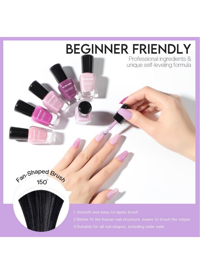 Morovan Nail Polish Set Fingernail: Lilac Light Purple Quick Dry Nail Polish Kit 0.25oz Lavender Regular Nail Polish Pack Glossy Finger Nail Polish Gifts for Women