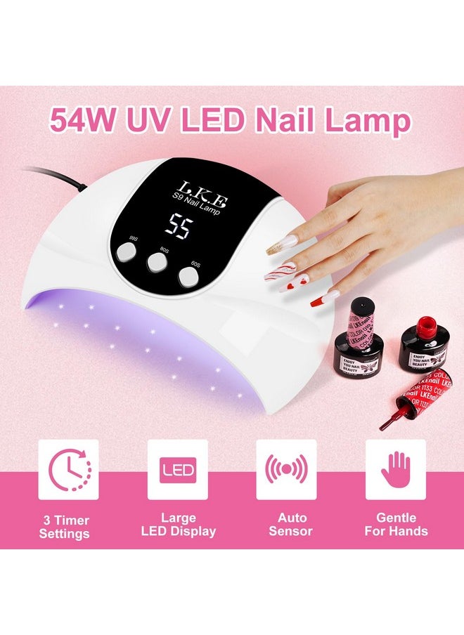 LKE UV Light for Gel Nails, 54W UV LED Nail Lamp with 18 Beads 3 Timer Setting & Auto Sensor Nail Dryer for Gel Polish Polygel Fast Curing Manicure Professional UV Nail Light Home Salon Nail Tools