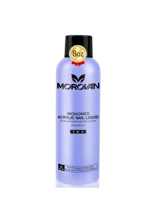 Morovan Monomer Acrylic Nail Liquid 8oz for Acrylic Powder - Professional Monomer Acrylic Nail Liquid For Acrylic Nail Extension Non-Yellowing MMA-Free