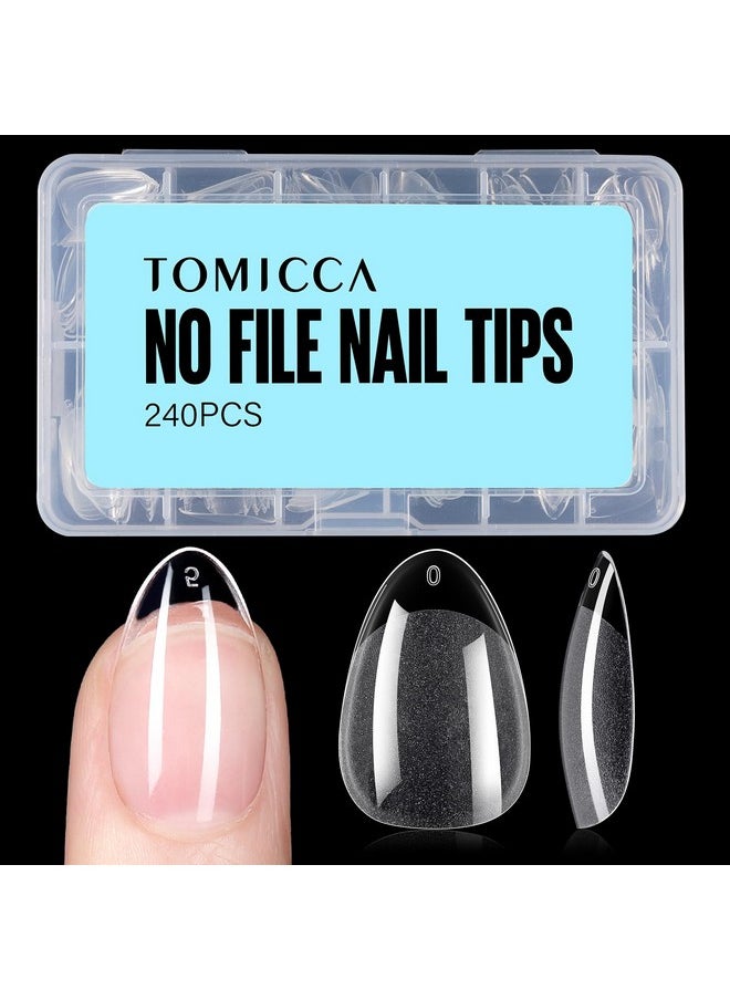 TOMICCA Almond Nail Tips Acrylic False Nails 240Pcs Almond Nails Gel Nail Tips Short Almond Gel x Tips Half Matte Nail Extension Tips Home DIY Nail Salon