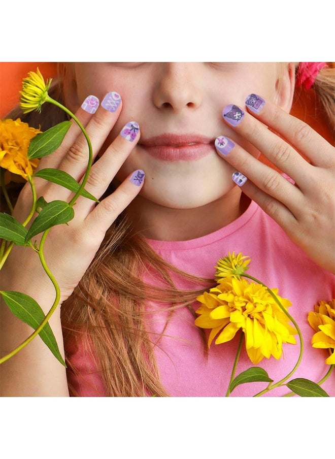 MAYCREATE® 36Pcs Kawaii Girls Press On Nail Set Cute Sanrio Kuromi Kids Press On Nails Cinnamoroll Press-On Nails DIY Nail Art Pre-glue Girls Kawaii Press On Nails