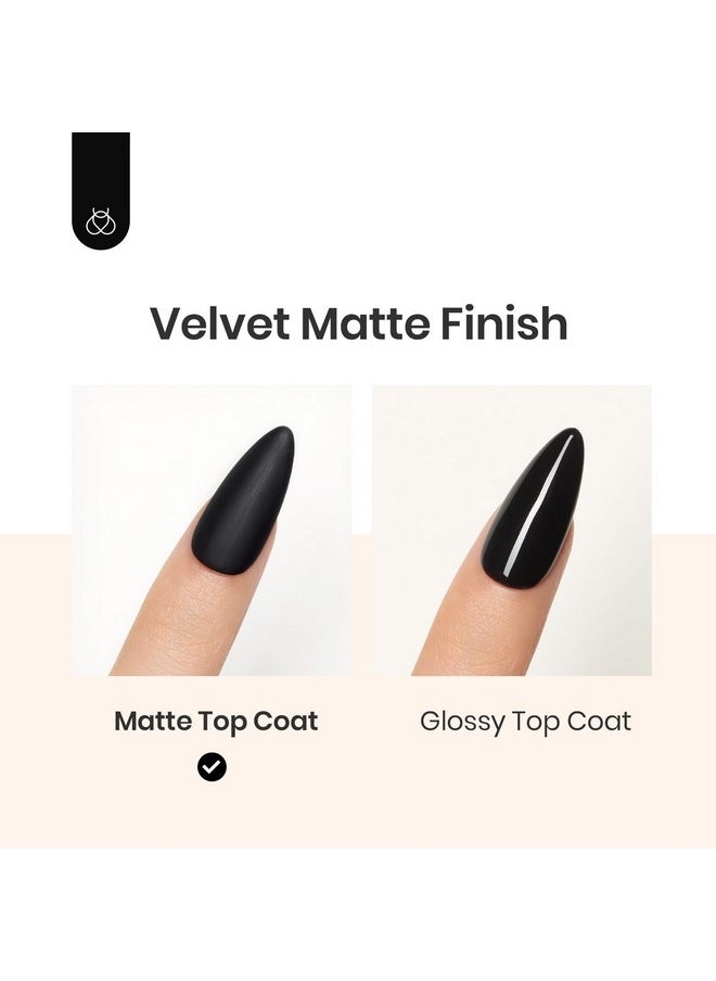 Beetles Matte Gel Top Coat - 15ML No Wipe Matte Top Coat U V Soak Off Nail Lamp Polish Matte Nail Polish Finish and Long Lasting Gift Set for Women Kit