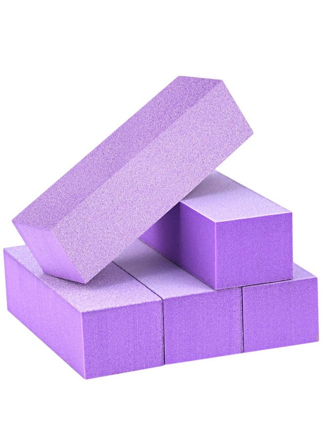 Maryton Nail Buffer Block, Medium/Fine Grit 100/180 Finishing Buffers for Acrylic Nails Gel Polish Nails, 3 Way Professional Pedicure Manicure Buffer Kits, 5 Count (Purple)