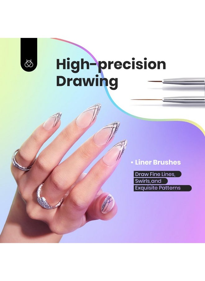 Beetles Nail Art Brushes Set Gel Polish Nail Art Design Pen Painting Tools Fingernail Brush Nail Cleaning Brush Nail Art Liner Brush and Nail Dotting Pen Salon Valentines Day Gifts for Her Women