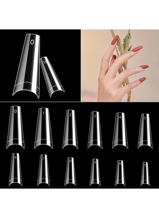 600PCS Half Cover Coffin Nail Tips - Acrylic Nail Tips, krofaue 12 Size Clear Nail Tips, Half Cover Acrylic False Nail Tips With Box for Nail Tips Art Salons and Home DIY (Clear)