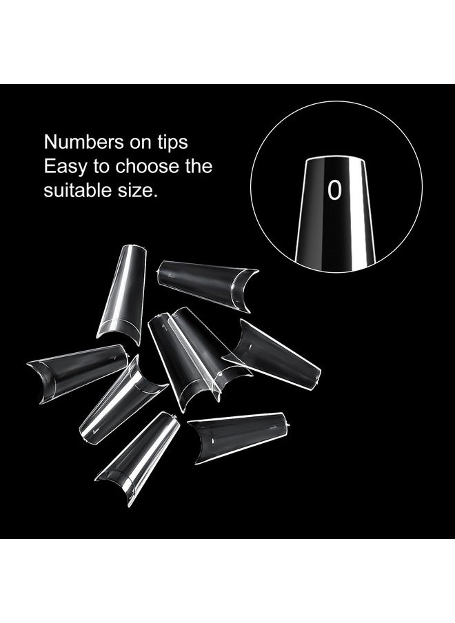 600PCS Half Cover Coffin Nail Tips - Acrylic Nail Tips, krofaue 12 Size Clear Nail Tips, Half Cover Acrylic False Nail Tips With Box for Nail Tips Art Salons and Home DIY (Clear)