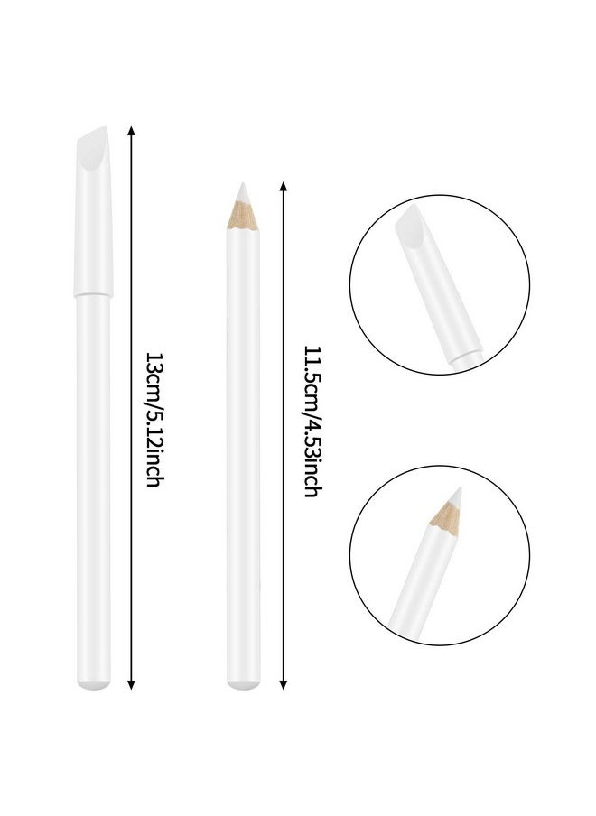 6 Pieces White Nail Pencils 2-In-1 Nail Whitening Pencils with Cuticle Pusher for French Manicure Supplies