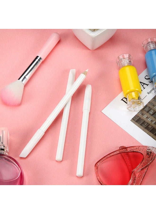 6 Pieces White Nail Pencils 2-In-1 Nail Whitening Pencils with Cuticle Pusher for French Manicure Supplies