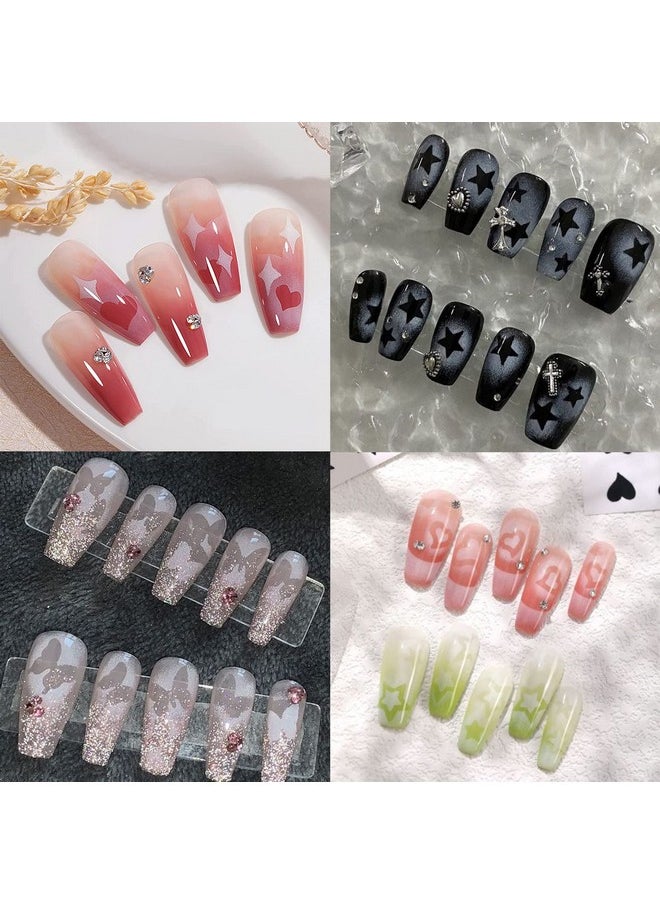 24 Sheets Airbrush Stencils Nail Stickers for Nail Art, French Nail Decals Printing Template Stencil Tool Moon Stars Heart Butterfly French Design Hollow (154 Designs)