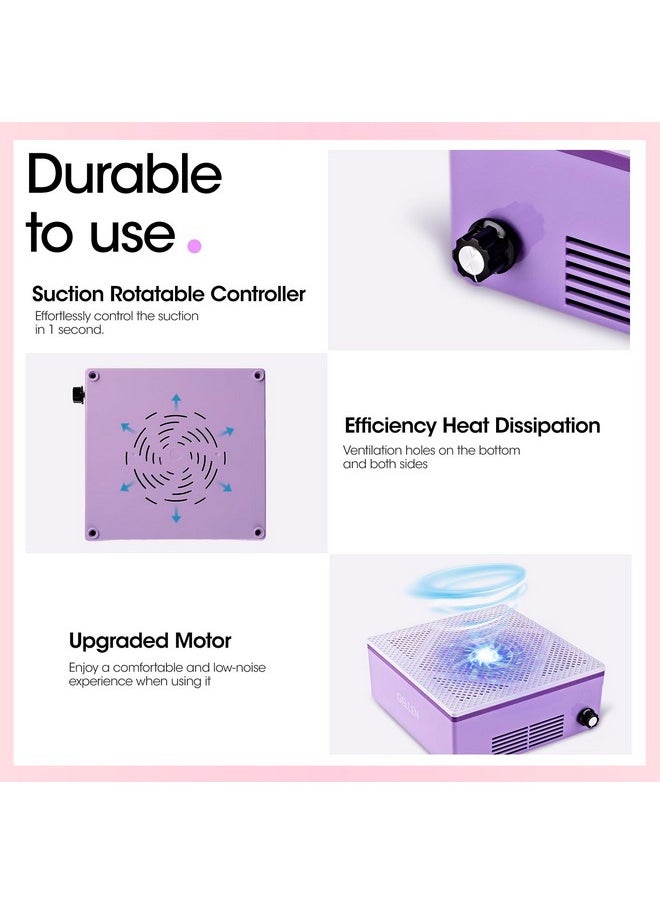Gellen Nail Dust Collector with Reusable Filter, Professional 60w Nail Vacuum Cleaner for Acrylic Nails, Low Noise Nail Dust Vacuum Cleaner for Home Salon, Manicure Fan Dust Collector