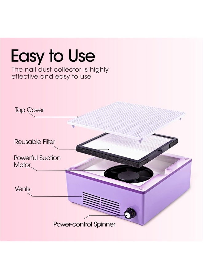 Gellen Nail Dust Collector with Reusable Filter, Professional 60w Nail Vacuum Cleaner for Acrylic Nails, Low Noise Nail Dust Vacuum Cleaner for Home Salon, Manicure Fan Dust Collector