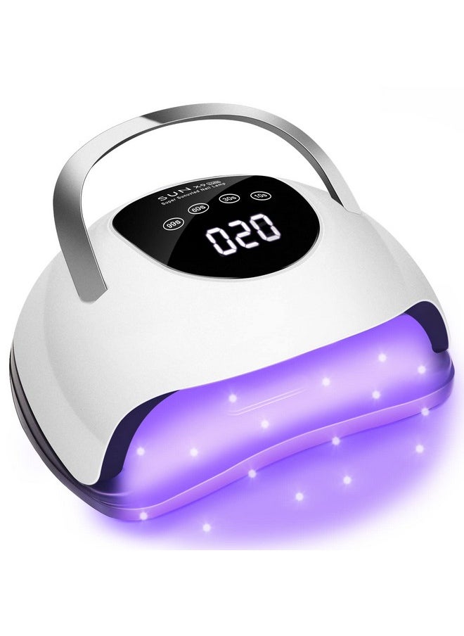 Wisdompark LED Nail Lamp 220W for Gel Nails Fast Curing Dryer with 57pcs Lamp Beads 4 Timers Professional UV Light for Home Salon Nail Art Tools White