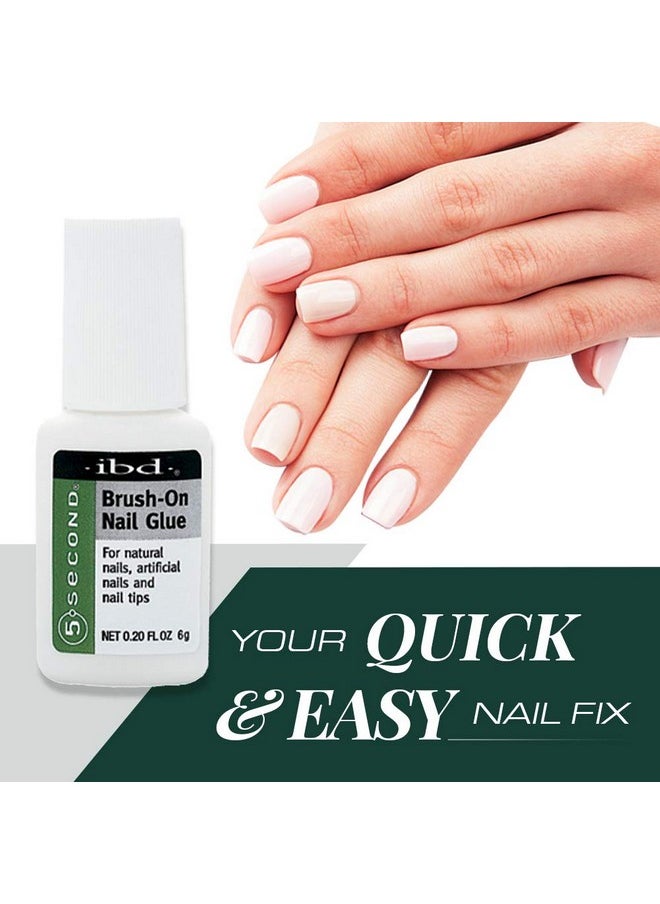 5 Second Brush-On Nail Glue 6 g, for Nail Tips, Full Cover Nails, and for Repairing of Cracked, Split Natural Nails, 3 Packs