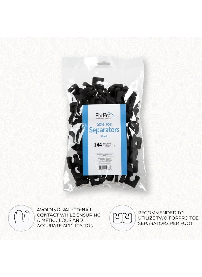 ForPro Sole Toe Separators - Black Luxurious Foam Separators - Individual Toe Separators for Pedicures â€“ 144-Count