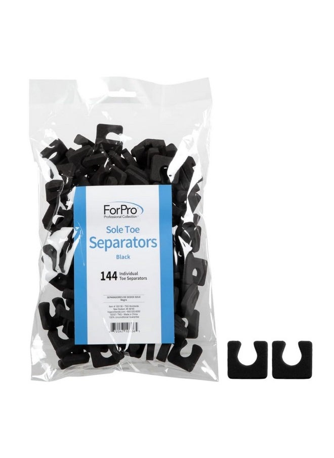ForPro Sole Toe Separators - Black Luxurious Foam Separators - Individual Toe Separators for Pedicures â€“ 144-Count