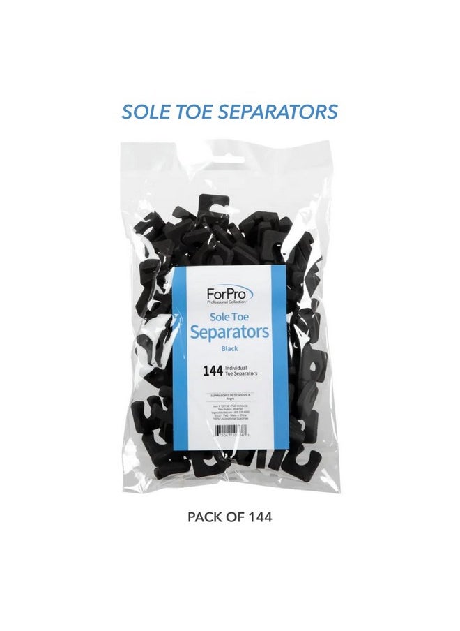 ForPro Sole Toe Separators - Black Luxurious Foam Separators - Individual Toe Separators for Pedicures â€“ 144-Count