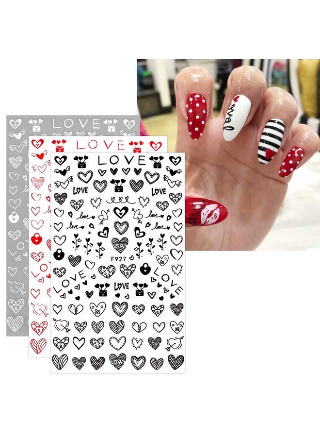 JMEOWIO 12 Sheets Valentines Day Nail Art Stickers Decals Self-Adhesive Pegatinas Uñas Love Heart Nail Supplies Nail Art Design Decoration Accessories