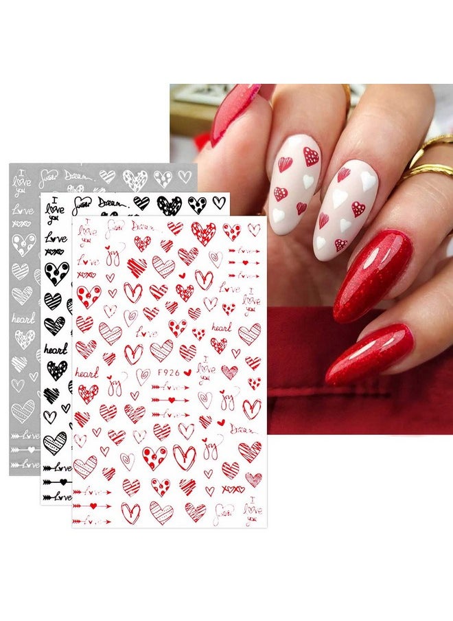 JMEOWIO 12 Sheets Valentines Day Nail Art Stickers Decals Self-Adhesive Pegatinas Uñas Love Heart Nail Supplies Nail Art Design Decoration Accessories