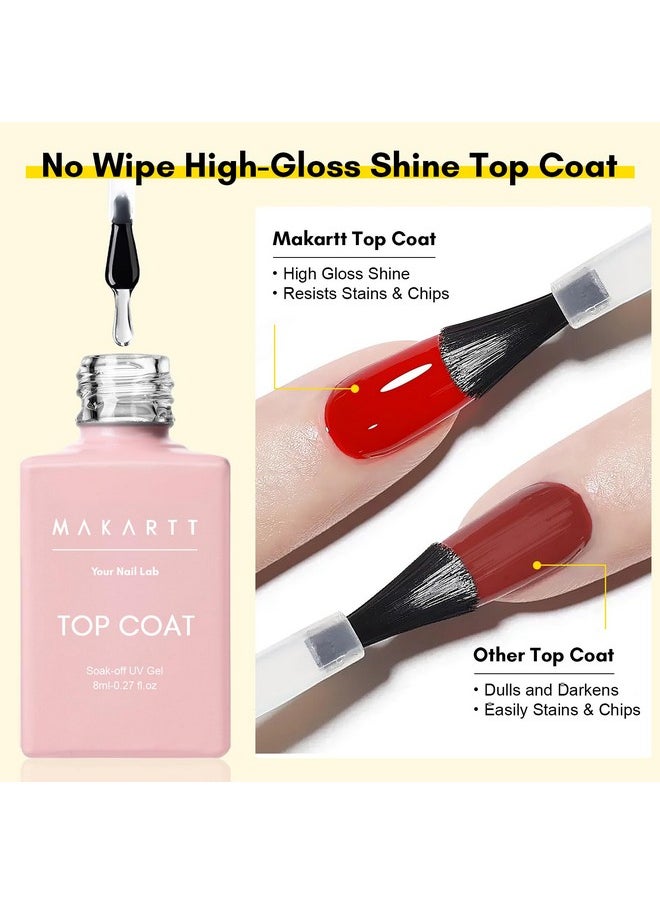 Makartt Gel Top Coat and Base Coat Kit: Clear Gloss Shiny No Wipe Stain Resistant General Top Coat Nail Polish UV and Primer for Acrylic Nails Dip Powder Gel Nail Polish Beauty Gift