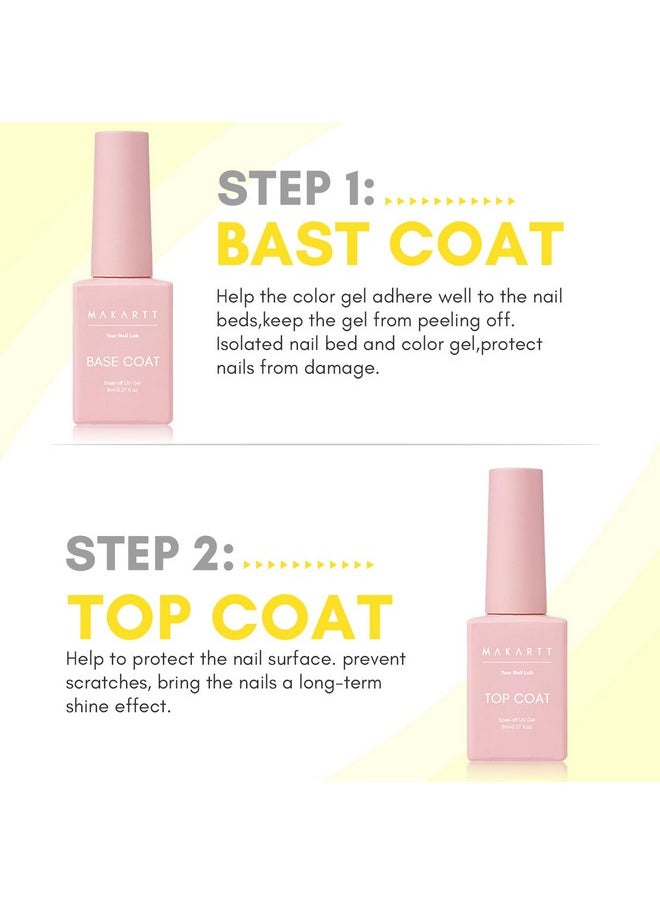 Makartt Gel Top Coat and Base Coat Kit: Clear Gloss Shiny No Wipe Stain Resistant General Top Coat Nail Polish UV and Primer for Acrylic Nails Dip Powder Gel Nail Polish Beauty Gift