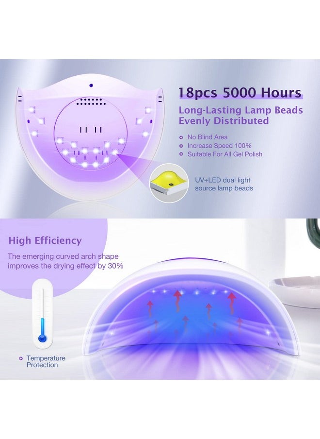 LadyMisty 72W UV LED Nail Lamp Light Dryer for Nails Gel Polish with 18 Beads 3 Timer Setting & LCD Touch Display Screen, Auto Sensor, Professional Nails, White………