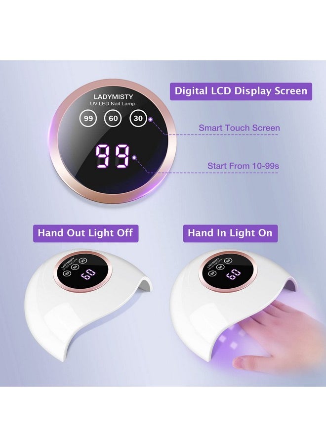 LadyMisty 72W UV LED Nail Lamp Light Dryer for Nails Gel Polish with 18 Beads 3 Timer Setting & LCD Touch Display Screen, Auto Sensor, Professional Nails, White………
