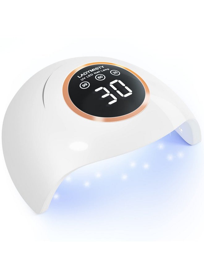 LadyMisty 72W UV LED Nail Lamp Light Dryer for Nails Gel Polish with 18 Beads 3 Timer Setting & LCD Touch Display Screen, Auto Sensor, Professional Nails, White………