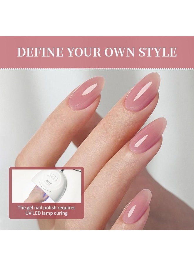 JODSONE 23PCS Gel Nail Polish Set 20 translucent Jelly Color Natural and Elegant Long Lasting Suitable for Home and Salon