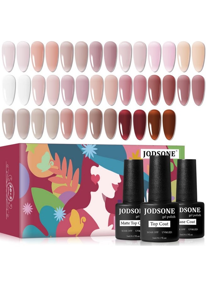 JODSONE 23PCS Gel Nail Polish Set 20 translucent Jelly Color Natural and Elegant Long Lasting Suitable for Home and Salon
