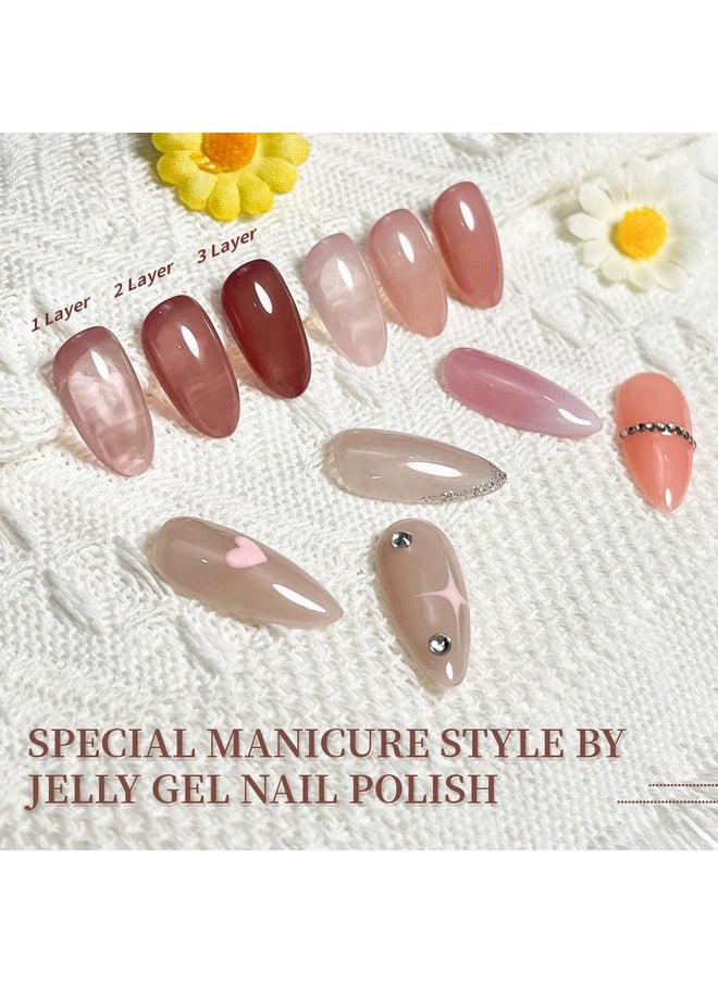 JODSONE 23PCS Gel Nail Polish Set 20 translucent Jelly Color Natural and Elegant Long Lasting Suitable for Home and Salon