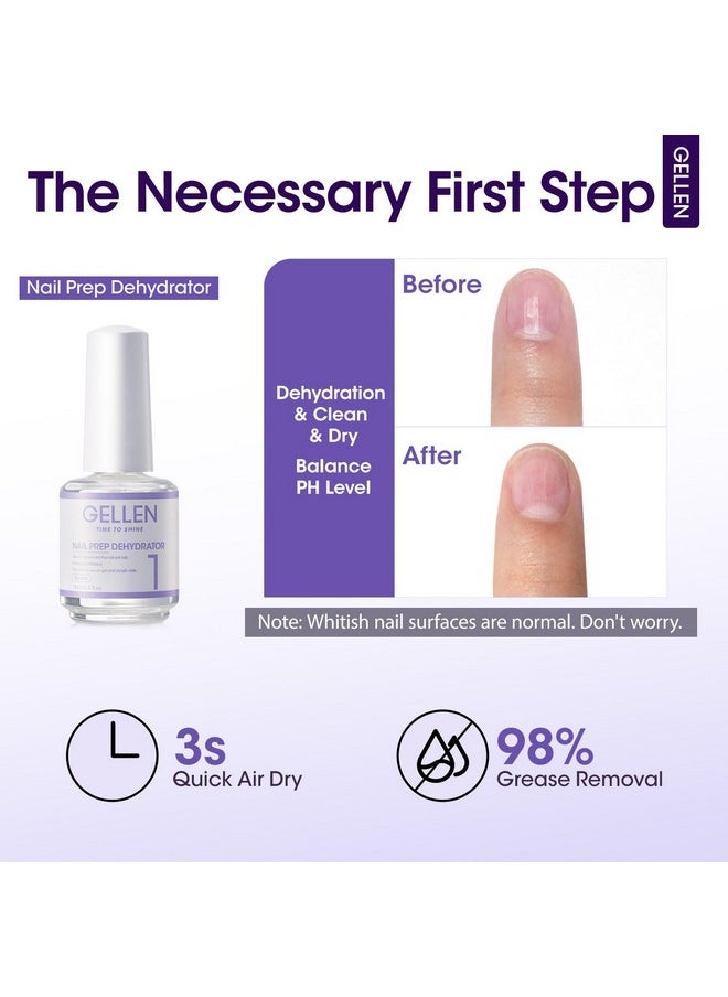 Gellen Nail Dehydrator and Primer, Hema-free & Acid-Free Nail Prep Dehydrate and Bond Primer for Long-lasting Acrylic Powder UV Gel Polish Press-on Nails Adhesion Fast Air Dry Nail Art Must Have Kit