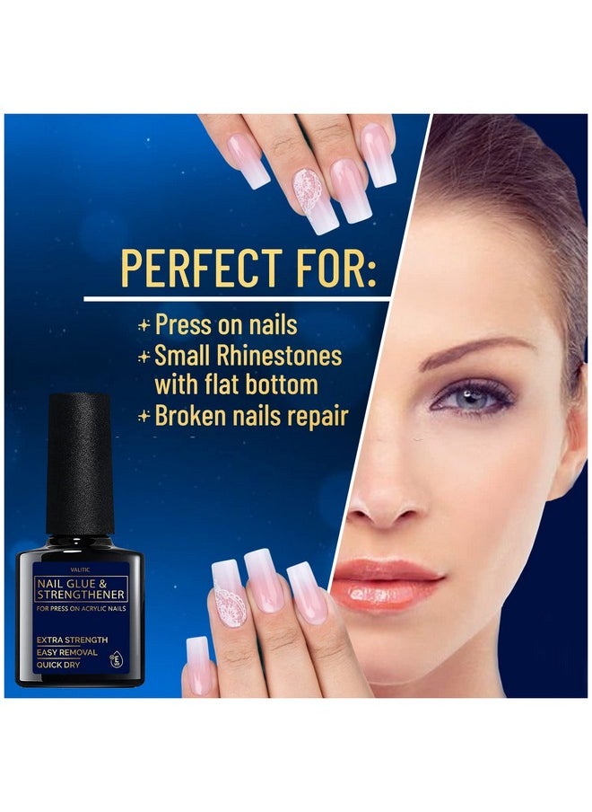 Valitic Nail Glue and Strengthener - Quick Dry Brush On Gel for Long Lasting Nails - Adhesive Bond for False Nails - Strengthener for Nail Tips - 1 PACK