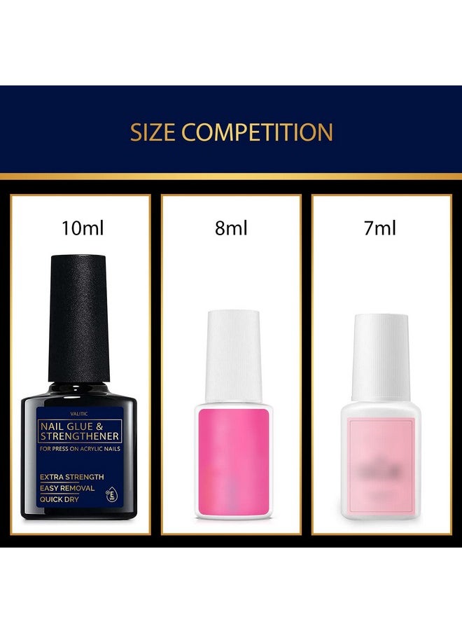 Valitic Nail Glue and Strengthener - Quick Dry Brush On Gel for Long Lasting Nails - Adhesive Bond for False Nails - Strengthener for Nail Tips - 1 PACK