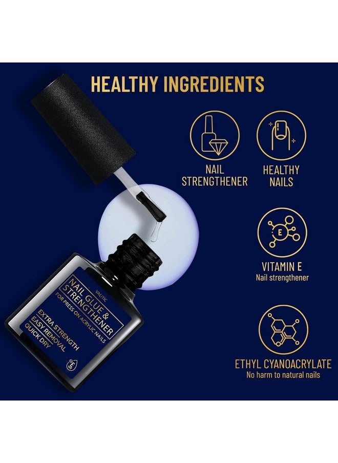 Valitic Nail Glue and Strengthener - Quick Dry Brush On Gel for Long Lasting Nails - Adhesive Bond for False Nails - Strengthener for Nail Tips - 1 PACK