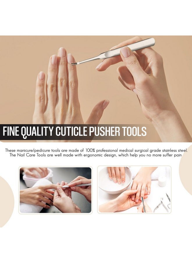 Cuticle Pusher Dual Sided - Sharp Edge Spoon Shaped Double Ended Ingrown Toenail Lifter Remover Trimmer Surgical Medical Grade Stainless Steel Manicure Pedicure Nail Art Care Tools (4 Pc Set) By Krisp