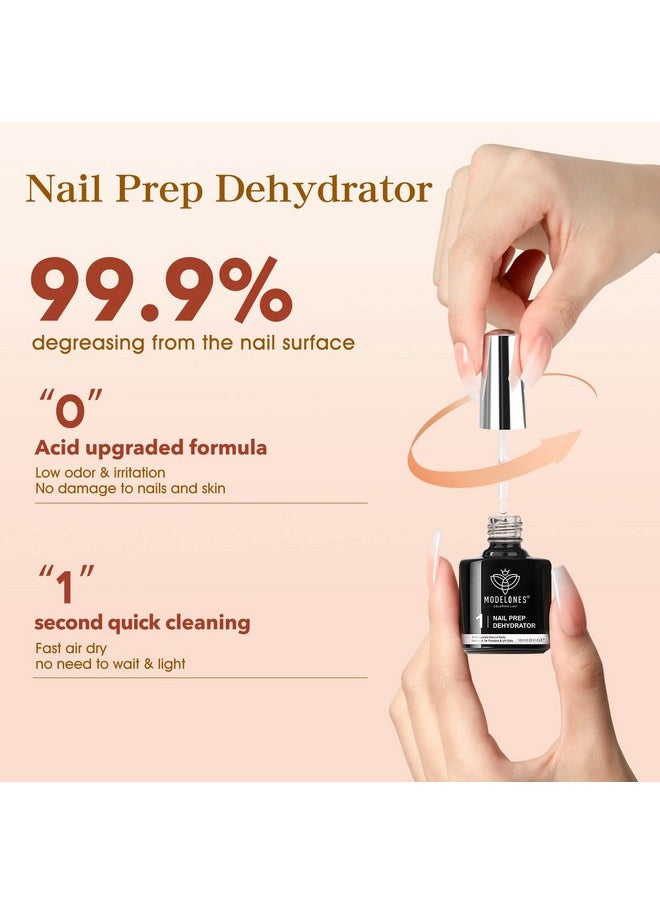 Modelones 9 in One Nail Glue Gel Nail Prep Dehydrate Gel Nail Kit Nail Extension Set for False Nail Tips/Acrylic Nails/Base Gel/Bloom Gel/Adhesive Bond, Long Lasting Curing Needed