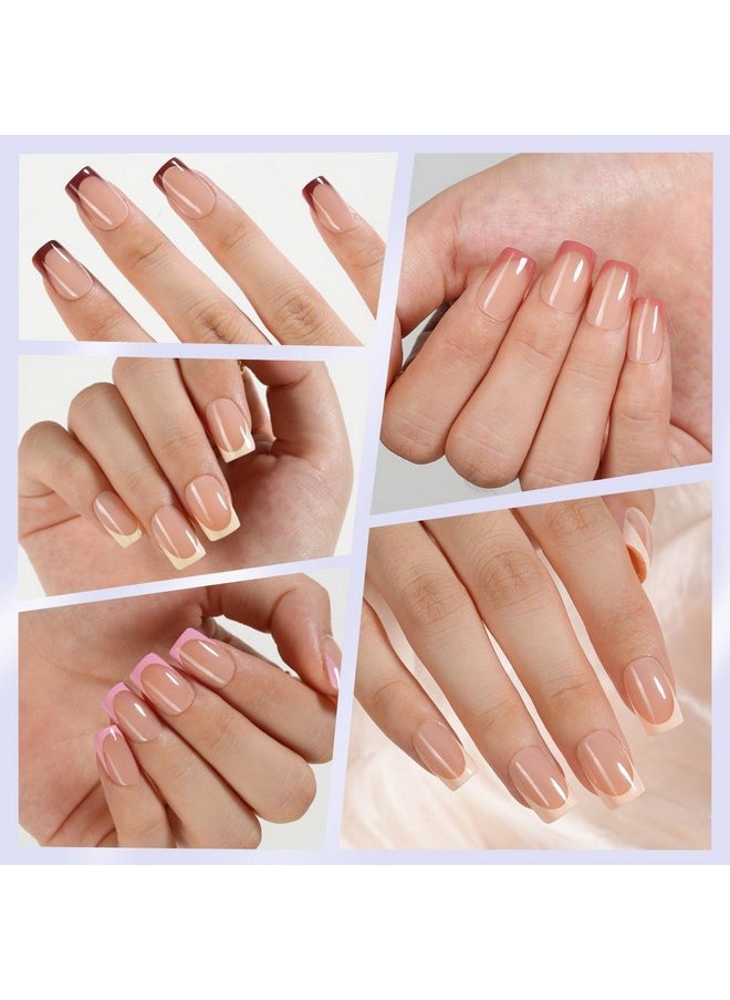 Misssix French Gel Nail Tips, 160Pcs French Tip Press on Nails Short Square, No Need to File Tips Pre-lasting, Fake Nails for Nail Art DIY 16 Sizes