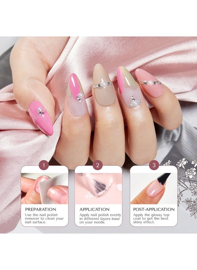 AZUREBEAUTY Vegan Nail Polish Set 8 Colors, Hot Pink Nude Grey Glitter Quick Dry Natural Nail Lacquer Strengthening Treatment Kit DIY Salon