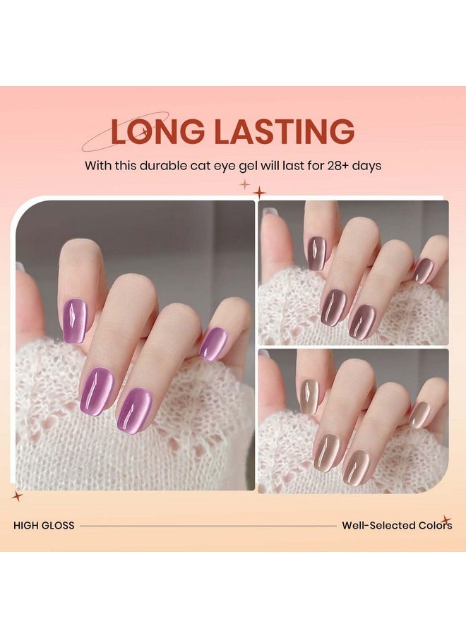 SUPWEE Magnetic Gel Nail Polish - 12 Colors Moonlight Cat Eye Gel Nail Polish with Magnetic Stick Cateye Gel Polish Soak Off UV LED Nail Lamp Nail Art Manicure Salon Valentine's Day Gift for Women