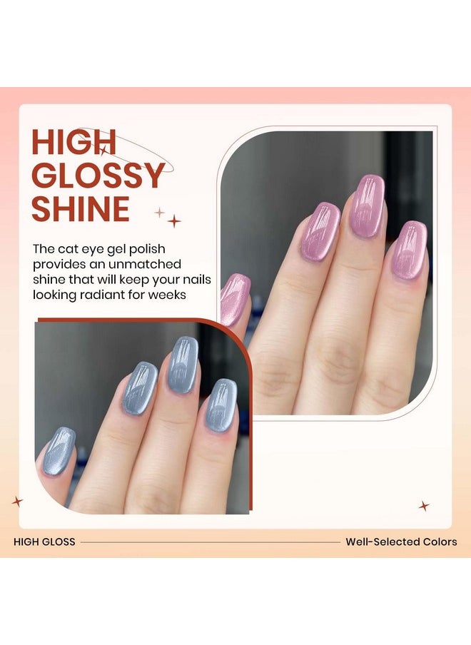 SUPWEE Magnetic Gel Nail Polish - 12 Colors Moonlight Cat Eye Gel Nail Polish with Magnetic Stick Cateye Gel Polish Soak Off UV LED Nail Lamp Nail Art Manicure Salon Valentine's Day Gift for Women