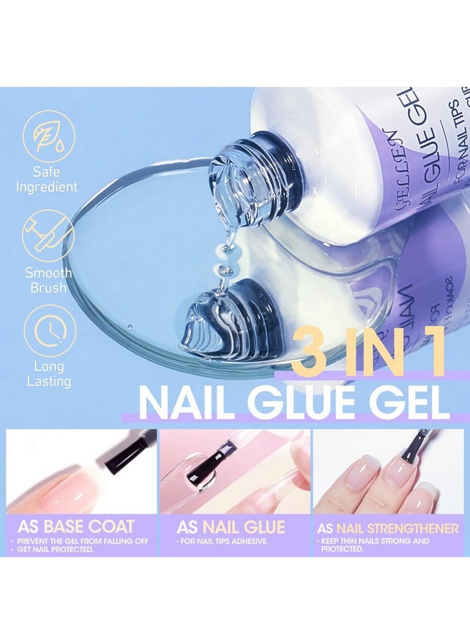 Gellen Gel Tips Nail Extension Kit, Gel x Nail Kit with 240Pcs Almond Nail Tips, 3 in 1 Nail Glue Gel, Nail Prep Dehydrator and Primer, U V LED Nail Lamp, Nail Decorations for DIY Manicure Set