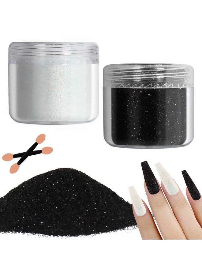 Allstarry 2 Colors Nail Glitter Powder White Black Dust Sand Powder Shining Sugar Effect Glitter Candy Coat Cosmetic Festival Powder DIY Nail Art Decoration Crafts for Manicure