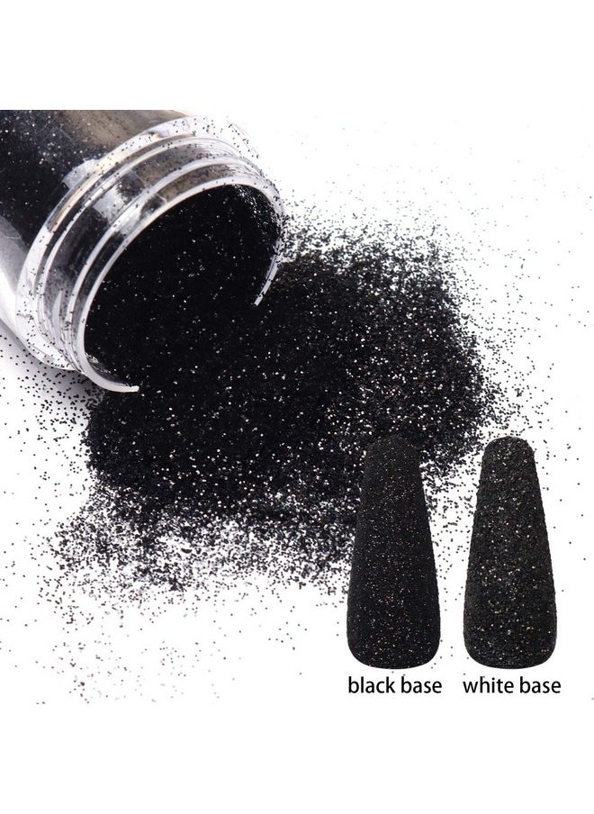 Allstarry 2 Colors Nail Glitter Powder White Black Dust Sand Powder Shining Sugar Effect Glitter Candy Coat Cosmetic Festival Powder DIY Nail Art Decoration Crafts for Manicure