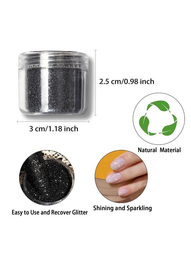 Allstarry 2 Colors Nail Glitter Powder White Black Dust Sand Powder Shining Sugar Effect Glitter Candy Coat Cosmetic Festival Powder DIY Nail Art Decoration Crafts for Manicure