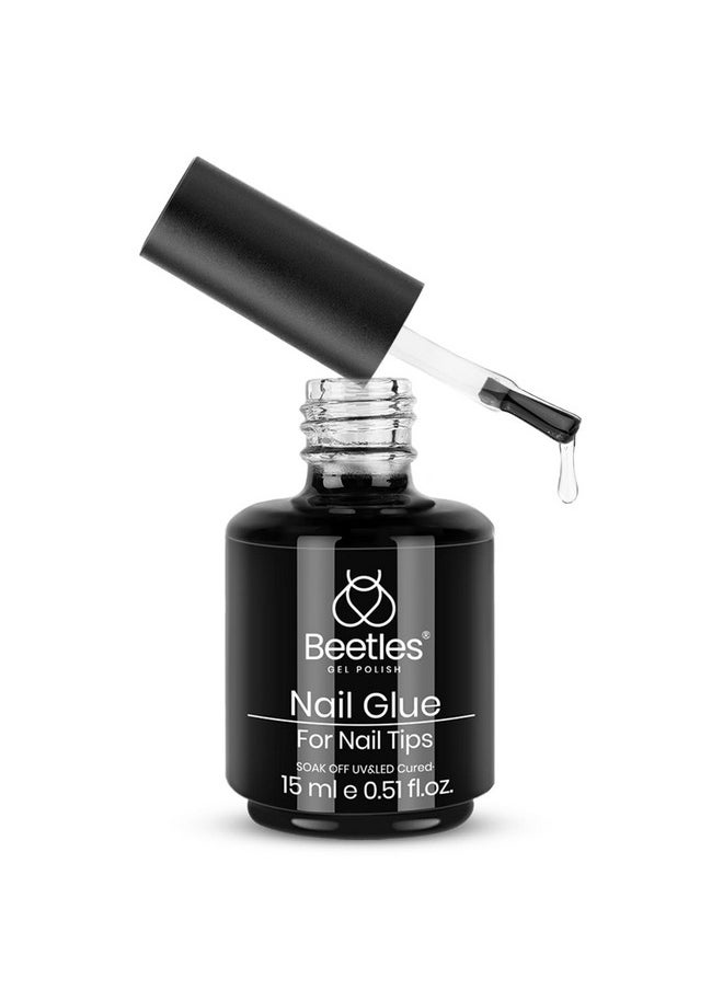 Beetles Gel Polish 9 in 1 Nail Glue with New Formula, 0.5 Fl Oz Super Strong Brush in Nail Gel Glue for False Nails Tips, Rhinestone, Base Gel, Blooming Gel, Valentine's Day Gift for Women