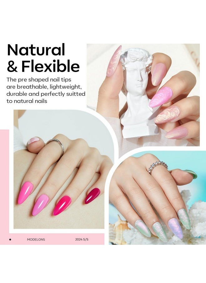 modelones Gel Nail Kit, 500Pcs Soft Gel Nail Tips Medium Almond Shape, Nail Glue Nail Prep Dehydrate & Portable Led Lamp Nail Clipper, Easy Nail Extension Set for Easter Nail Art