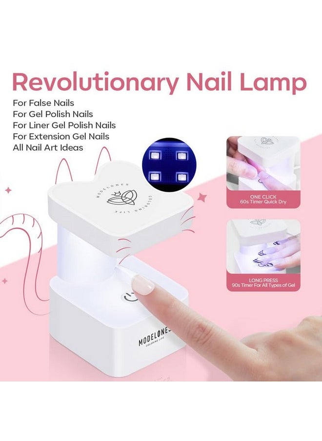 modelones Gel Nail Kit, 500Pcs Soft Gel Nail Tips Medium Almond Shape, Nail Glue Nail Prep Dehydrate & Portable Led Lamp Nail Clipper, Easy Nail Extension Set for Easter Nail Art