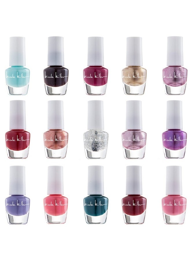 Nicole Miller Mini Nail Polish Set - Glossy, Vibrant Colors for Fingernails & Toenails, Trendy Collection