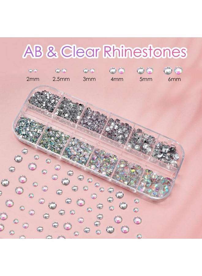 Canvalite Rhinestones for Face Colorful Face Gems Face Jewels AB & Clear Eye Hair Nail Gems Rhinestones with Quick Dry Makeup Glue, 1 Rhinestones Picker Wax Pen, 1 Tweezers for Nail Art Face Makeup